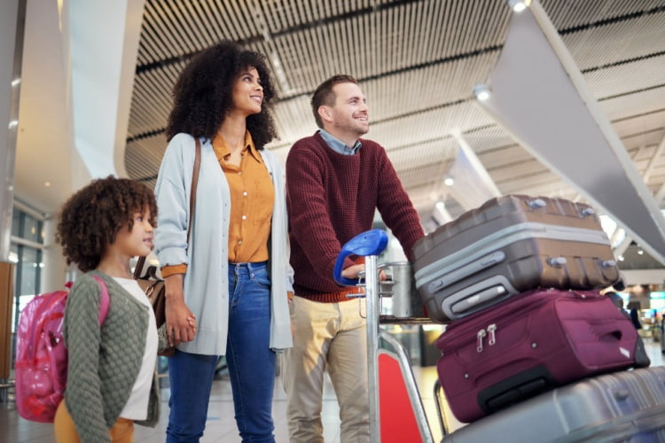 Happy family at San Antonio airport
